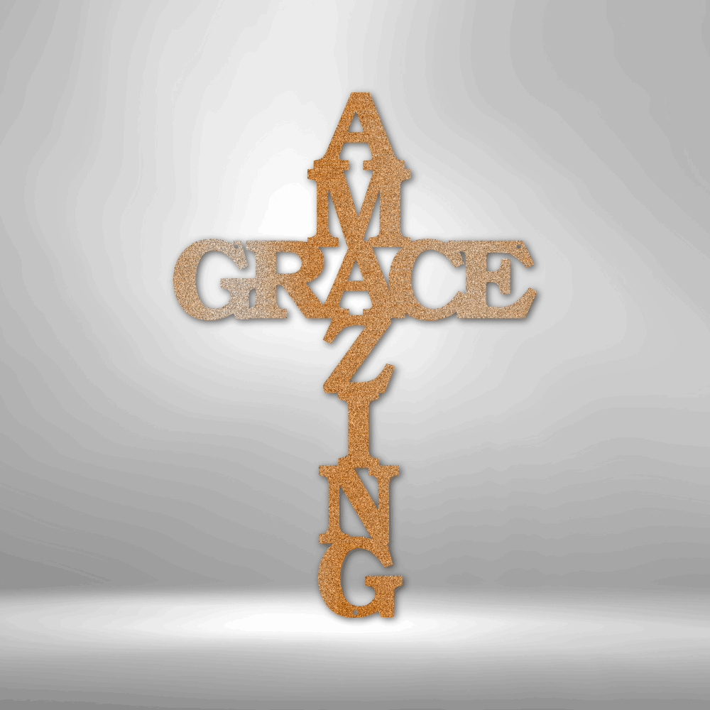 Amazing Grace Cross - Metal Sign - VividEditions