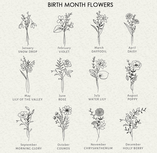 Birth Month Flower Personalized Engraved Leather Journal - VividEditions