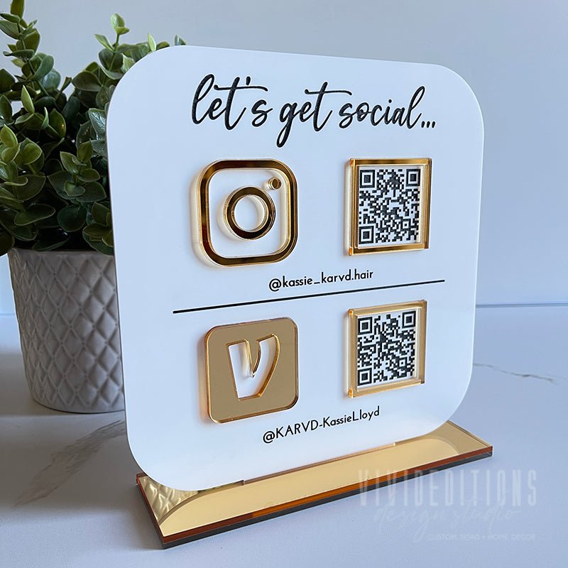 Double QR Code Business Social Media Sign - VividEditions