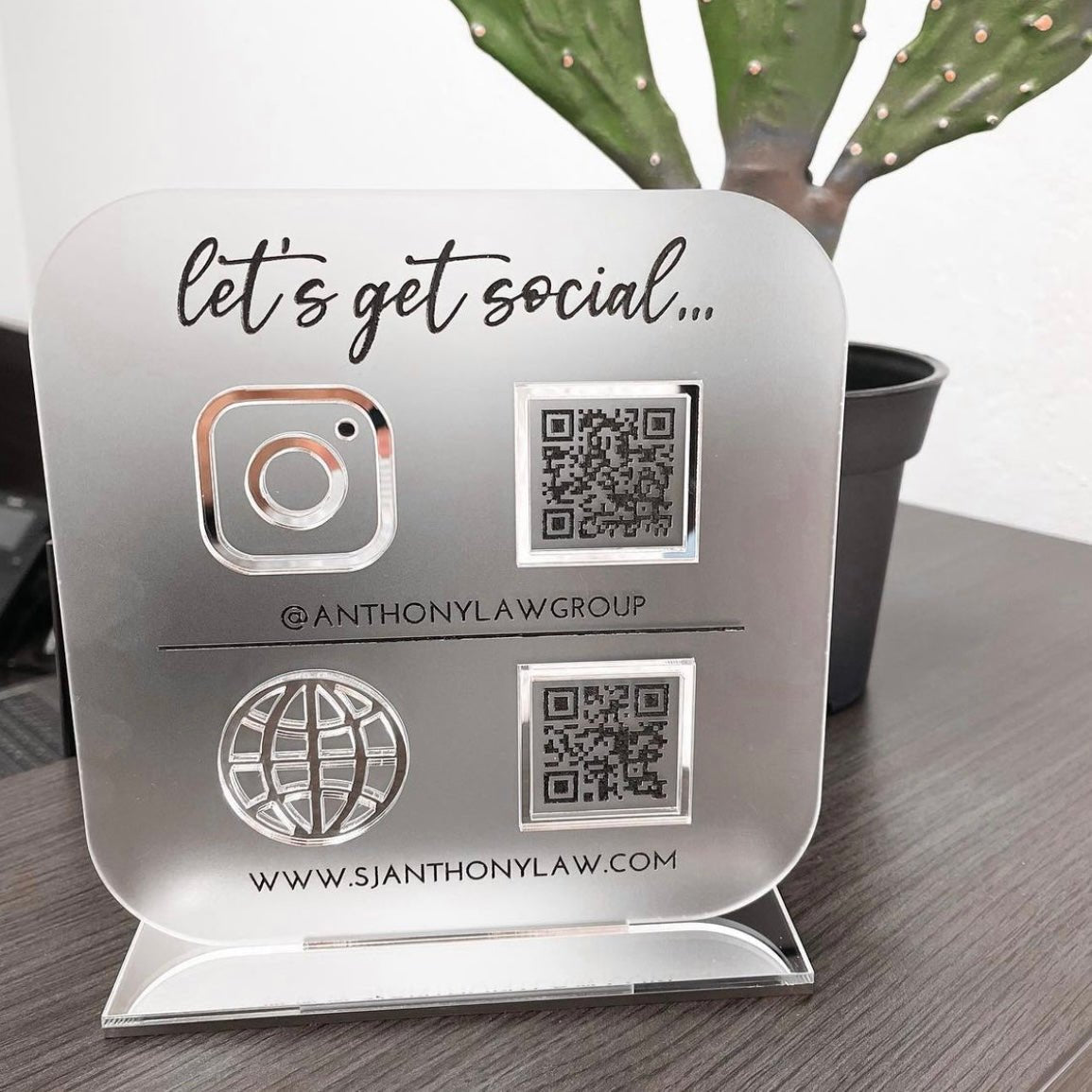 Double QR Code Business Social Media Sign - VividEditions