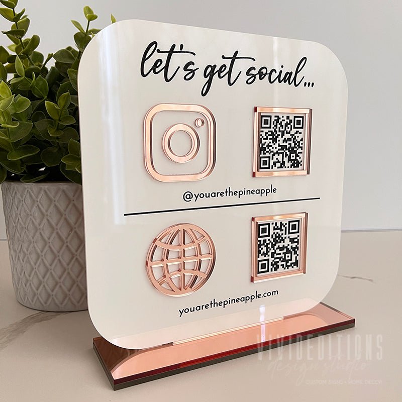 Double QR Code Business Social Media Sign - VividEditions