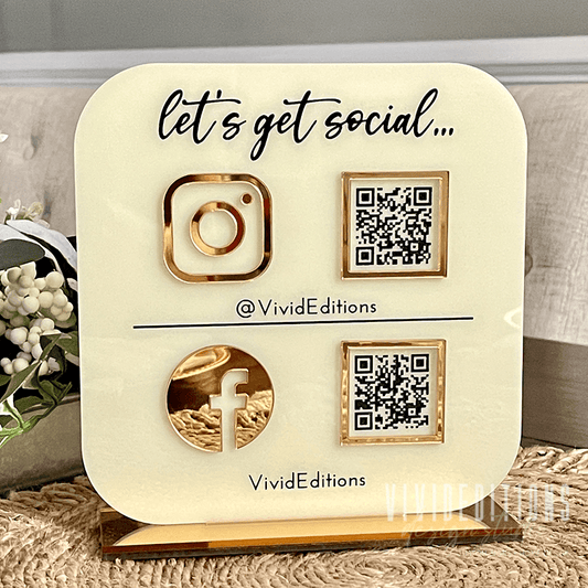 Double QR Code Business Social Media Sign - VividEditions