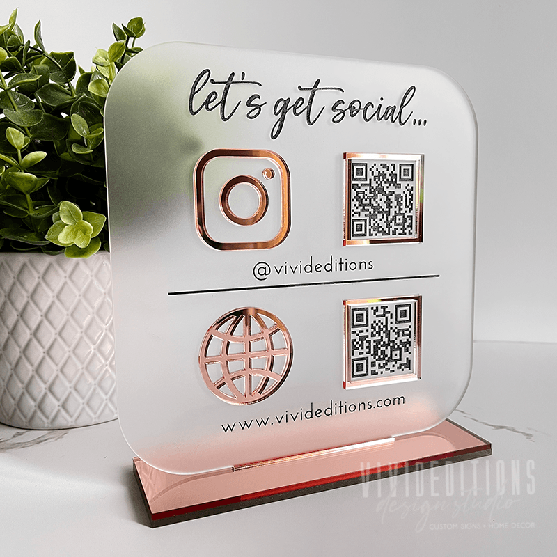 Double QR Code Business Social Media Sign - VividEditions
