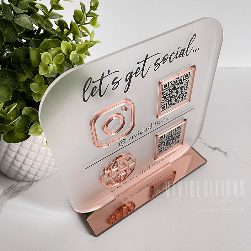 Double QR Code Business Social Media Sign - VividEditions
