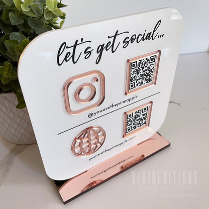Double QR Code Business Social Media Sign - VividEditions