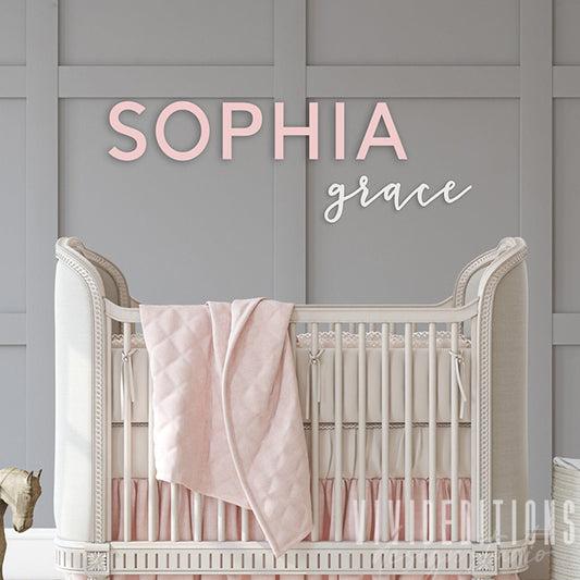 First & Middle Nursery Name Sign, Acrylic or Wood - 2pc Set - VividEditions