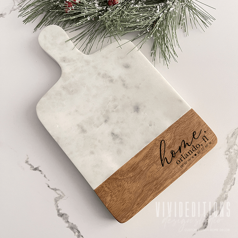 Marble + Acacia Mini Wood Serving / Charcuterie Board (2 design options) - VividEditions