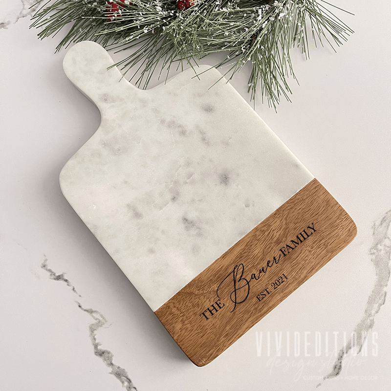 Marble + Acacia Mini Wood Serving / Charcuterie Board (3 design options) - VividEditions