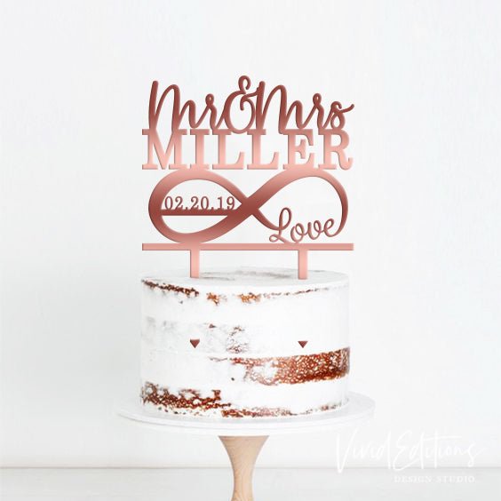 Mr & Mrs Infinity Wedding Cake Topper, Chic - VividEditions