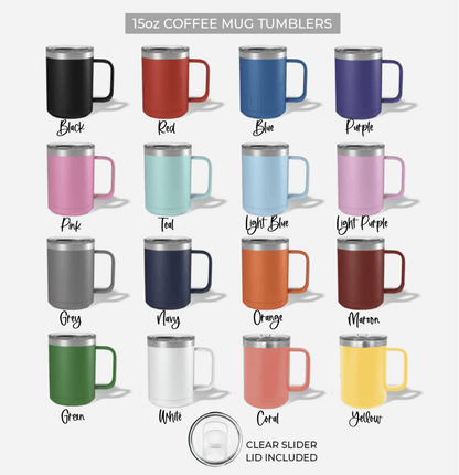 Personalized Engraved Flag Travel Coffee Mug with Slider Lid - 15oz (16 color options) Tumblers - VividEditions
