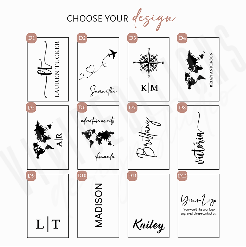 Personalized Engraved Leather Luggage Tag (11 designs) - VividEditions