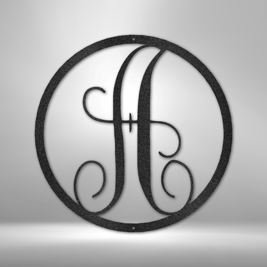 Personalized Fancy Round Initial Monogram - Metal Sign - VividEditions