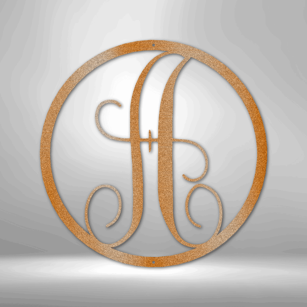 Personalized Fancy Round Initial Monogram - Metal Sign - VividEditions