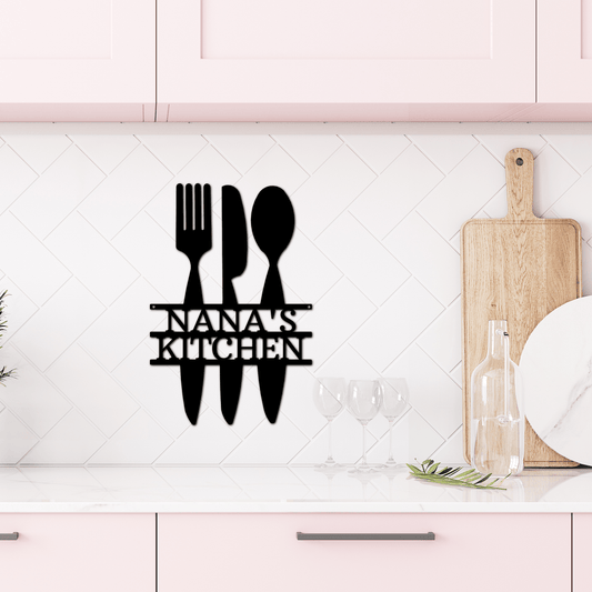 Personalized Kitchen Utensil Monogram - Metal Sign - VividEditions