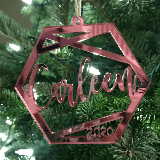 Personalized Name Geometric Christmas Ornament, Acrylic - VividEditions