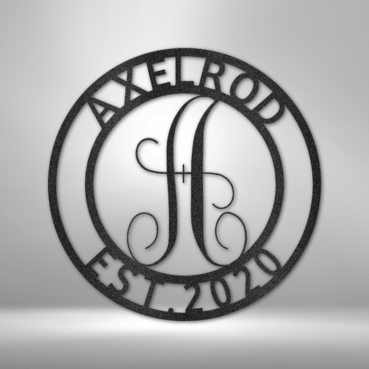 Personalized Round Family Name Monogram - Metal Sign - VividEditions