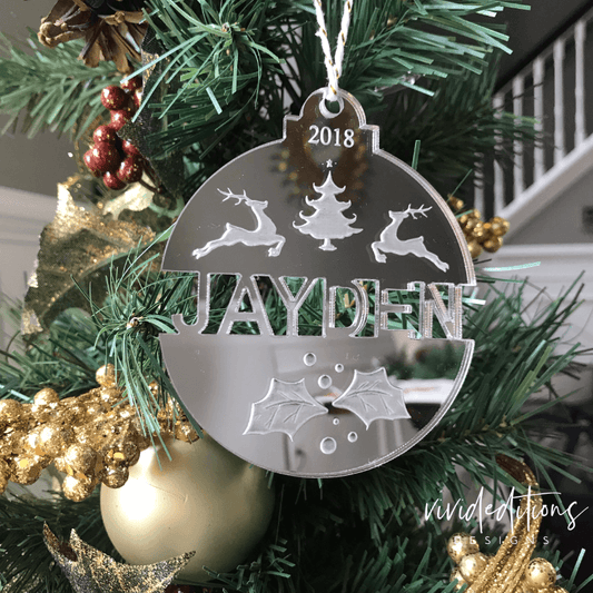Personalized Split Name Christmas Ornament, Acrylic - VividEditions