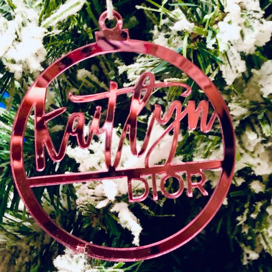 Personalized Split Round First + Middle Name Christmas Ornament, Acrylic - VividEditions