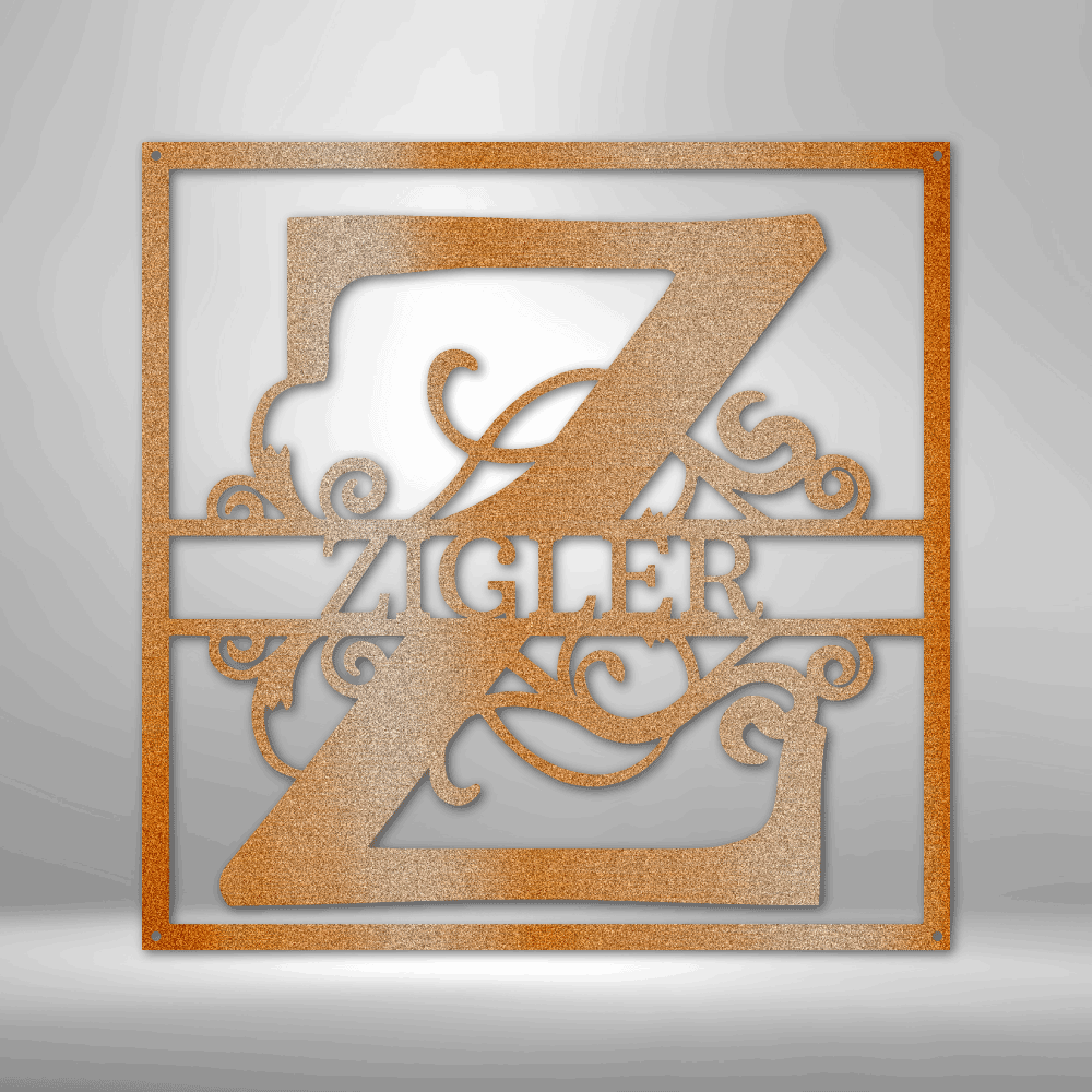 Personalized Split Square Monogram - Metal Sign - VividEditions
