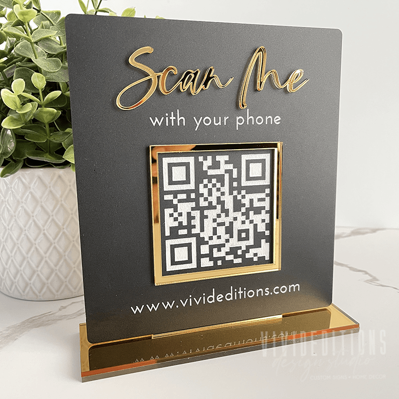 QR Code Business Social Media Sign - VividEditions