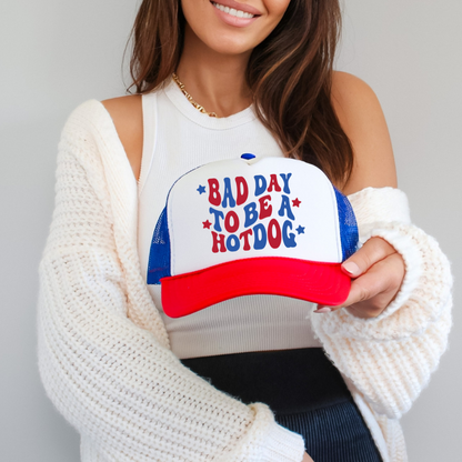 Bad Day To Be A Hot Dog Funny Independence Day Summer Classic Foam Trucker Hat