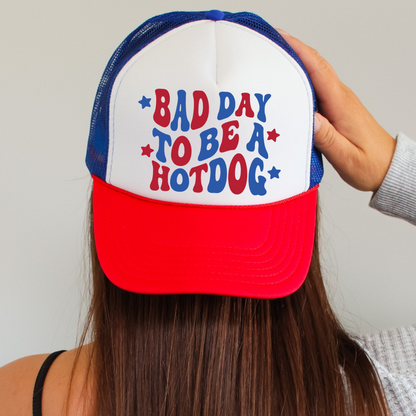 Bad Day To Be A Hot Dog Funny Independence Day Summer Classic Foam Trucker Hat