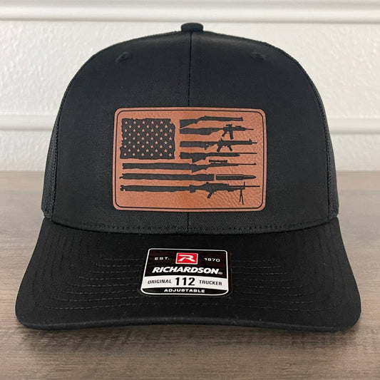 2nd Amendment Flag 2A Leather Patch Hat Black Patch Hat - VividEditions