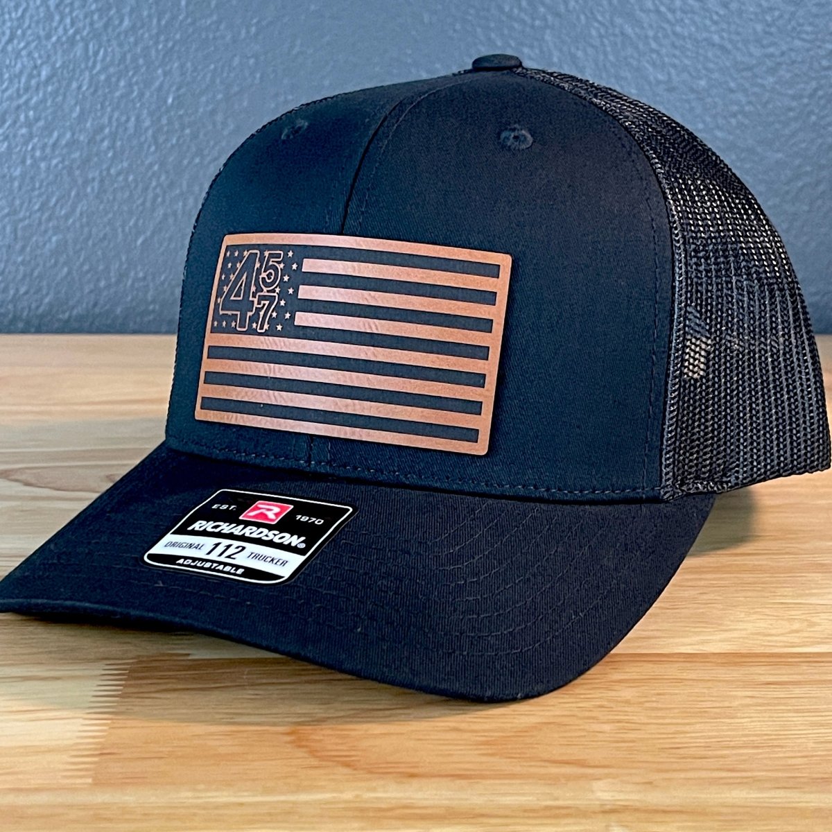 45 47 Inauguration American Flag Patriotic SnapBack Trucker Rawhide Leather Patch Hat Patch Hat