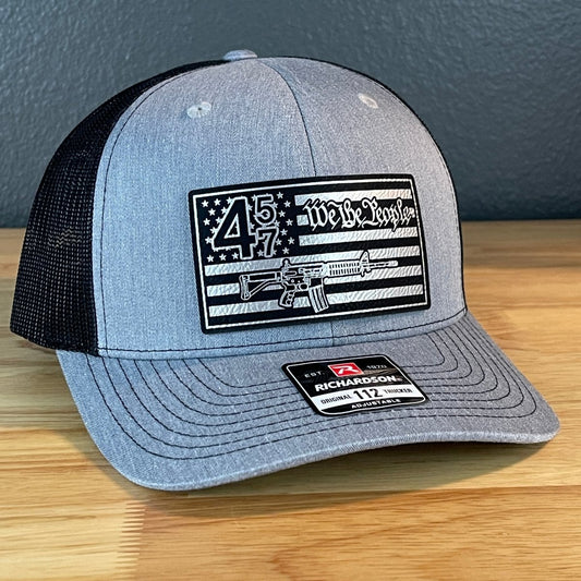 45 47 Inauguration WE THE PEOPLE 2ND AMENDMENT AMERICAN FLAG PATRIOTIC Leather Patch Hat Patch Hat