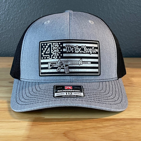 45 47 Inauguration WE THE PEOPLE 2ND AMENDMENT AMERICAN FLAG PATRIOTIC Leather Patch Hat Patch Hat