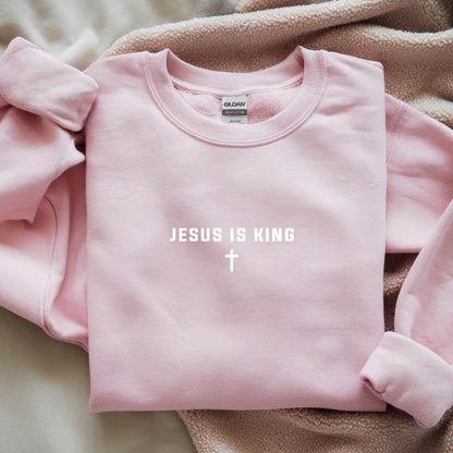 Jesus is King Cross Christian Faith Gildan Sweatshirt