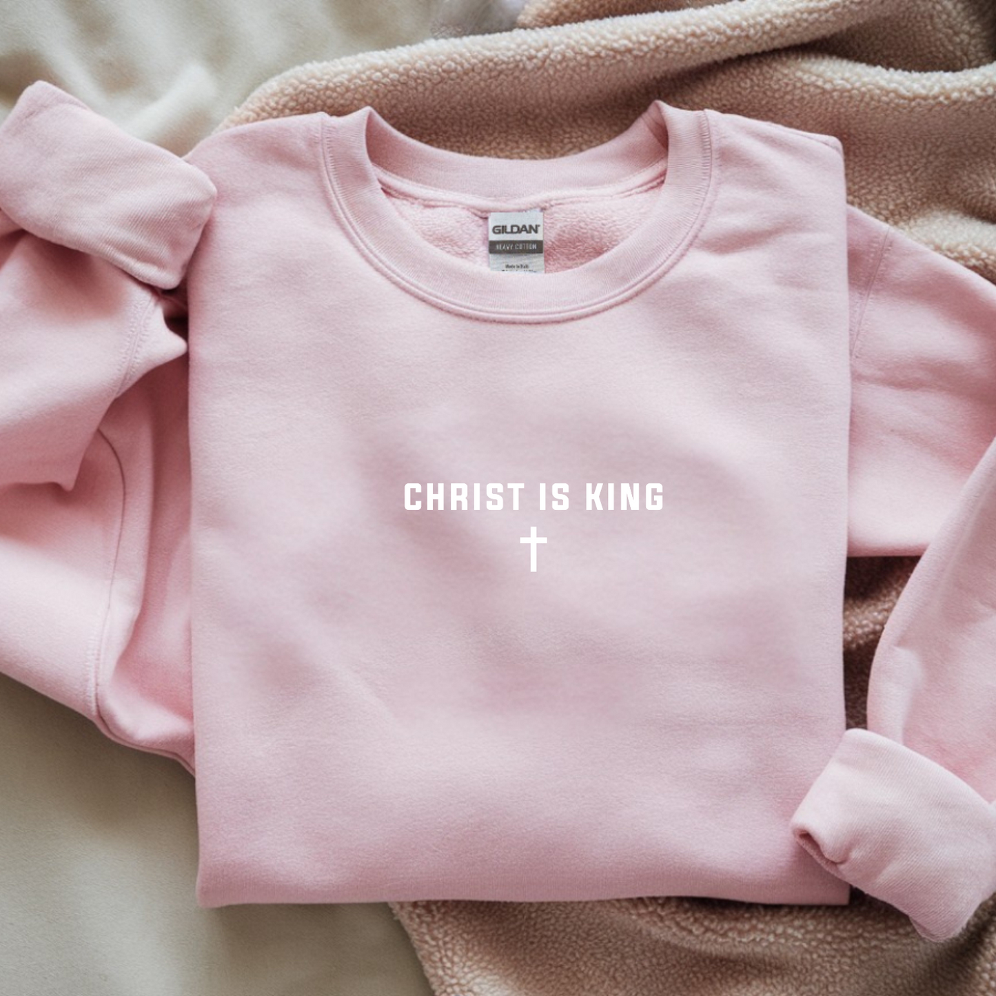 Christ is King Cross Christian Faith Gildan Jesus Sweatshirt