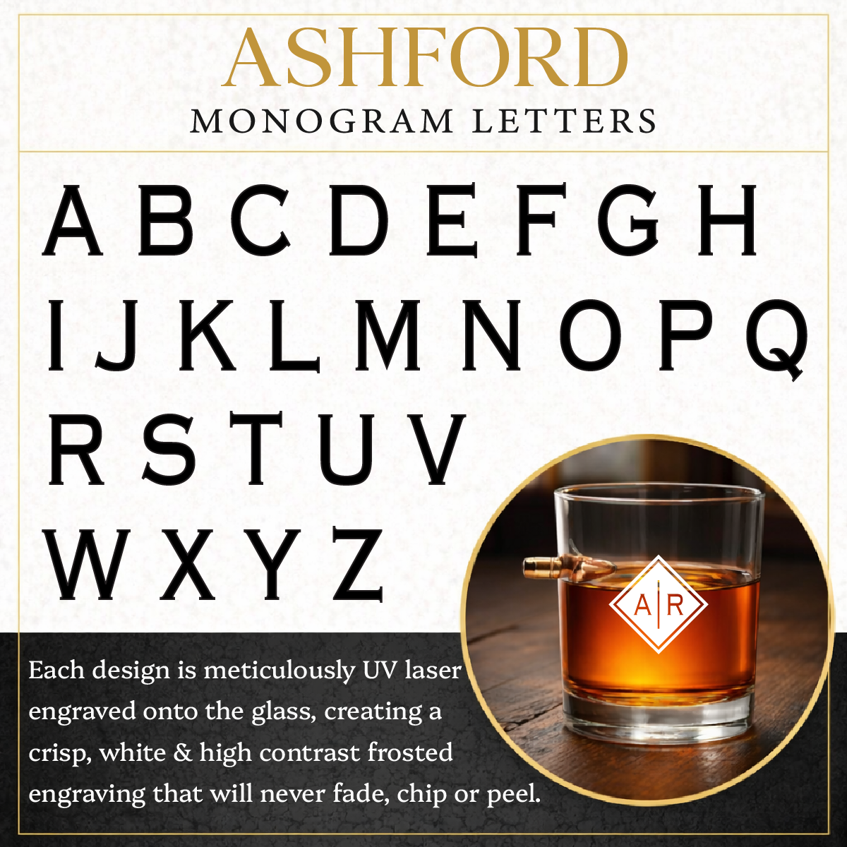 Personalized Engraved .308 Bullet Whiskey Rocks Glass