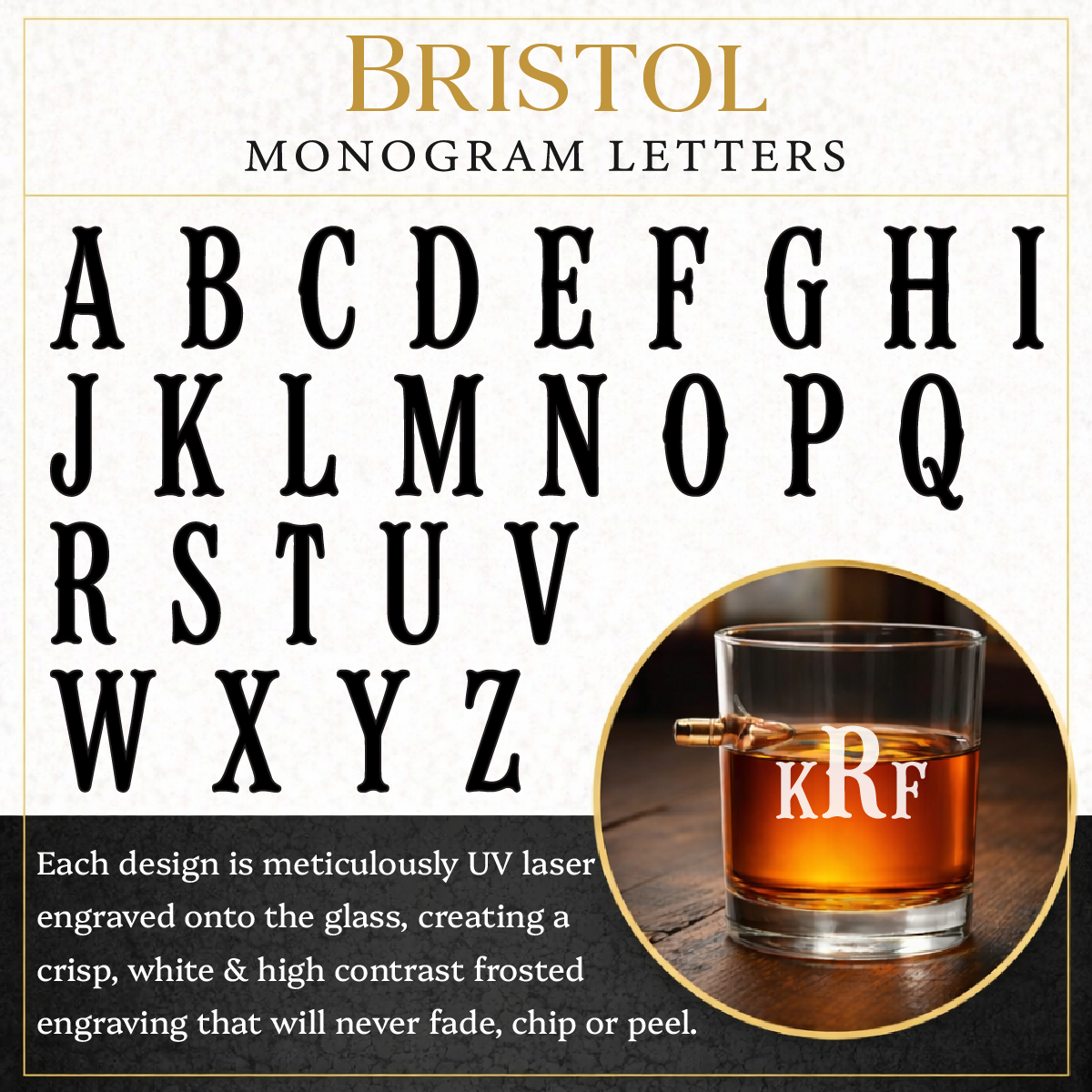 Personalized Engraved .308 Bullet Whiskey Rocks Glass