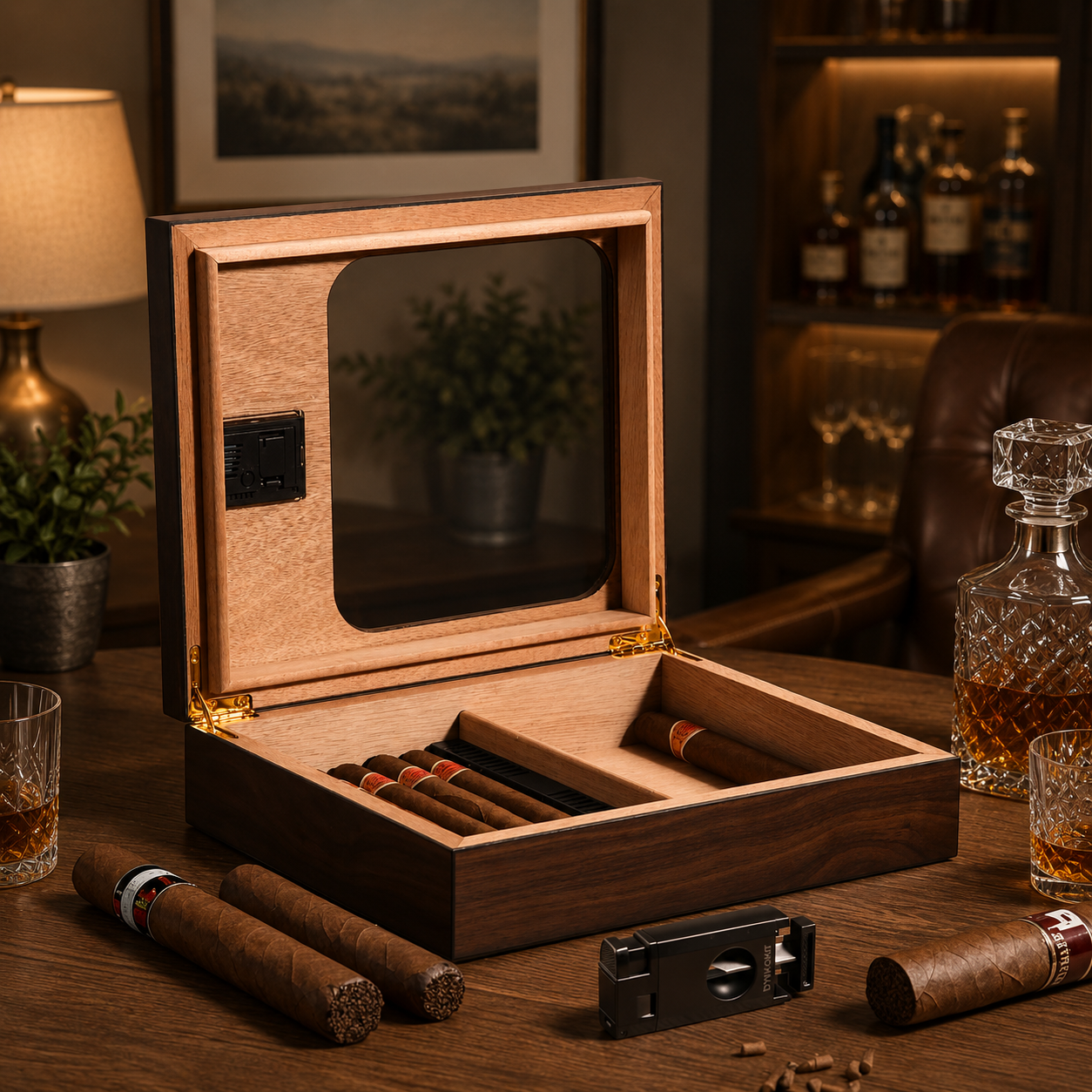 Personalized Cigar Humidor with Digital Hygrometer