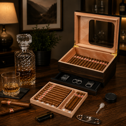 Personalized Cigar Humidor with Digital Hygrometer