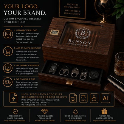 Custom Logo Cigar Humidor with Digital Hygrometer