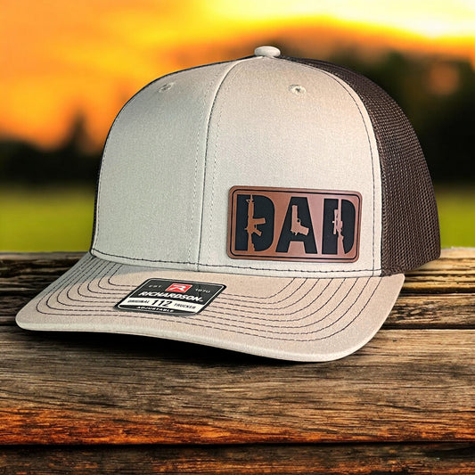 DAD 2A 2nd Amendment Patriotic Leather Patch Hat Khaki/Brown