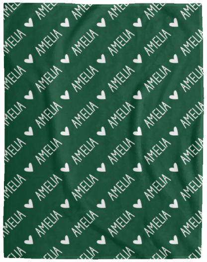 Personalized SnugglePlush™ Fleece Name Blanket - Handwritten Heart Font
