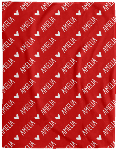 Personalized SnugglePlush™ Fleece Name Blanket - Handwritten Heart Font