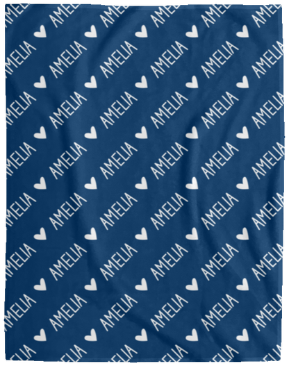 Personalized SnugglePlush™ Fleece Name Blanket - Handwritten Heart Font