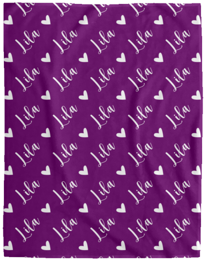 Personalized SnugglePlush™ Fleece Name Blanket - Script Heart Font