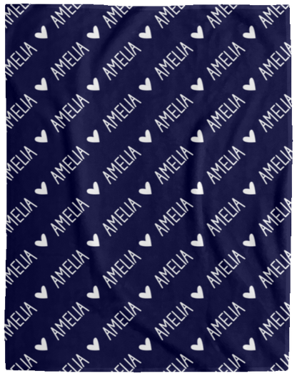 Personalized SnugglePlush™ Fleece Name Blanket - Handwritten Heart Font