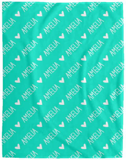 Personalized SnugglePlush™ Fleece Name Blanket - Handwritten Heart Font