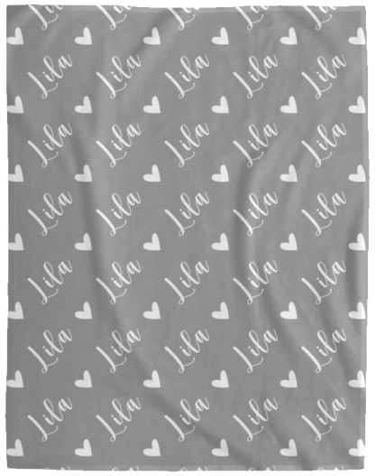 Personalized SnugglePlush™ Fleece Name Blanket - Script Heart Font