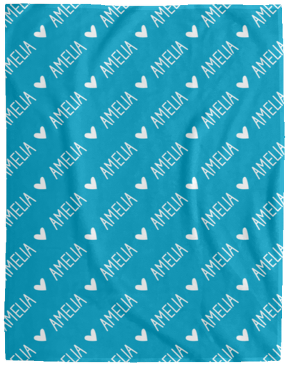 Personalized SnugglePlush™ Fleece Name Blanket - Handwritten Heart Font