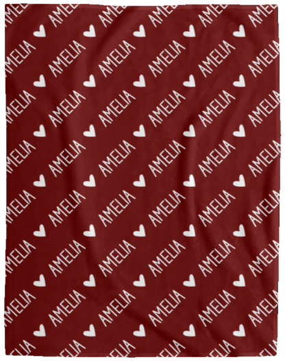 Personalized SnugglePlush™ Fleece Name Blanket - Handwritten Heart Font