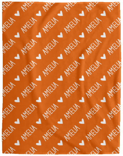 Personalized SnugglePlush™ Fleece Name Blanket - Handwritten Heart Font