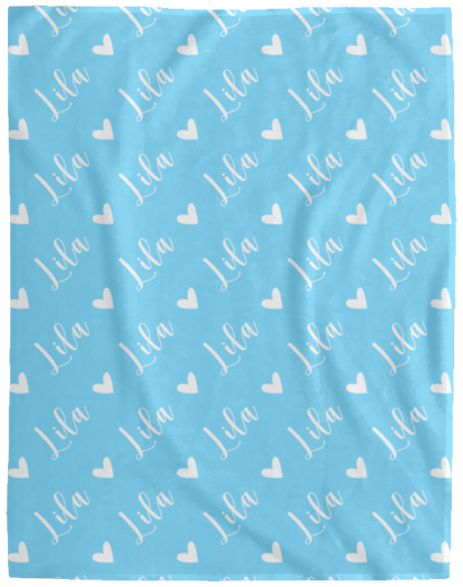 Personalized SnugglePlush™ Fleece Name Blanket - Script Heart Font