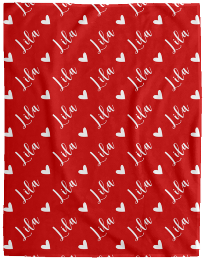 Personalized SnugglePlush™ Fleece Name Blanket - Script Heart Font